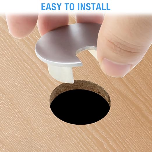 Desk Grommet 1-3/8" (35 mm), Desk Cord Hole Cover, Cable Grommet Metal Zinc Alloy Materilal, Desk Hole Grommet for Office and Home Table Cable, Detachable Cable Cord Organizer (Brushed Silver 1 Pcs)