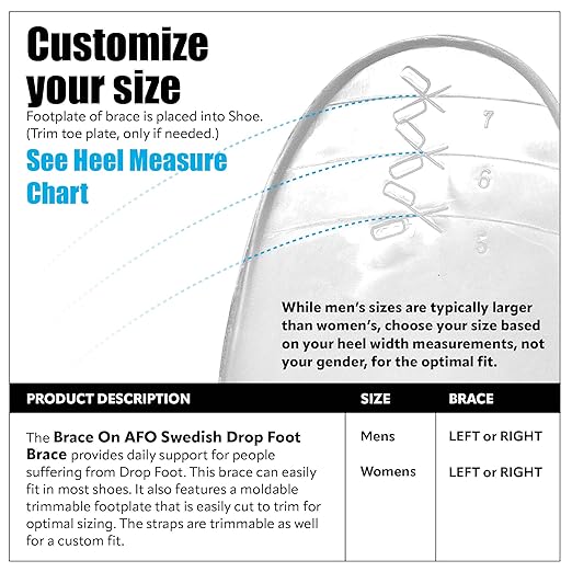 BraceOn AFO Swedish Foot Stabilizer, Drop Foot Brace for Women, AFO Brace and Foot Drop Brace, Womens, Right