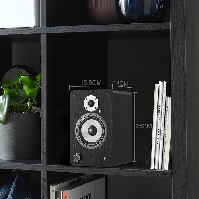 LONPOO Powered Bookshelf Speakers for Record Player,2.0CH Bluetooth Active Near Field Monitors with 1-inch Silk Domed Tweeter and 4-inch Aluminium Speaker for Home Theater, 100 Watts RMS