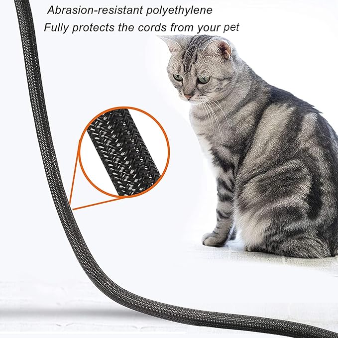 CrocSee 25ft - 3/8 inch Braided Cable Management Sleeve Cord Protector - Self-Wrapping Split Wire Loom for TV/Computer/Home Theater/Engine Bay - Black
