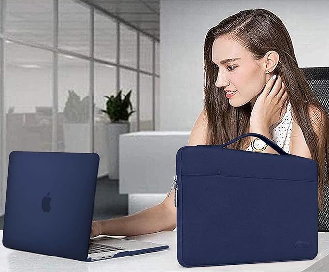 MOSISO Compatible with MacBook Air 13 inch Case 2025 2024 2023 2022 M4 A3240 M3 A3113 M2 A2681, Hard Shell&Sleeve Bag&Keyboard Skin&Webcam Cover&Screen Film for MacBook Air 13.6 inch, Navy Blue
