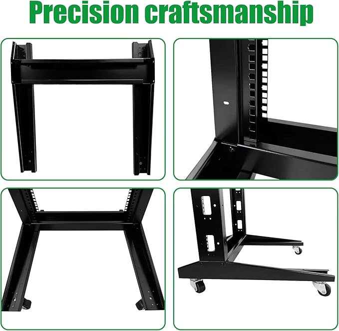 2 Post 42U Open Frame Server Rack 2-Post Server Rack Network Rack,with Movable casters，Comes with 2 Center Trays,for 19 Inch Equipment, Networking Data & IT Devices,1080lbs Weight Capacity(2P-DL-42)