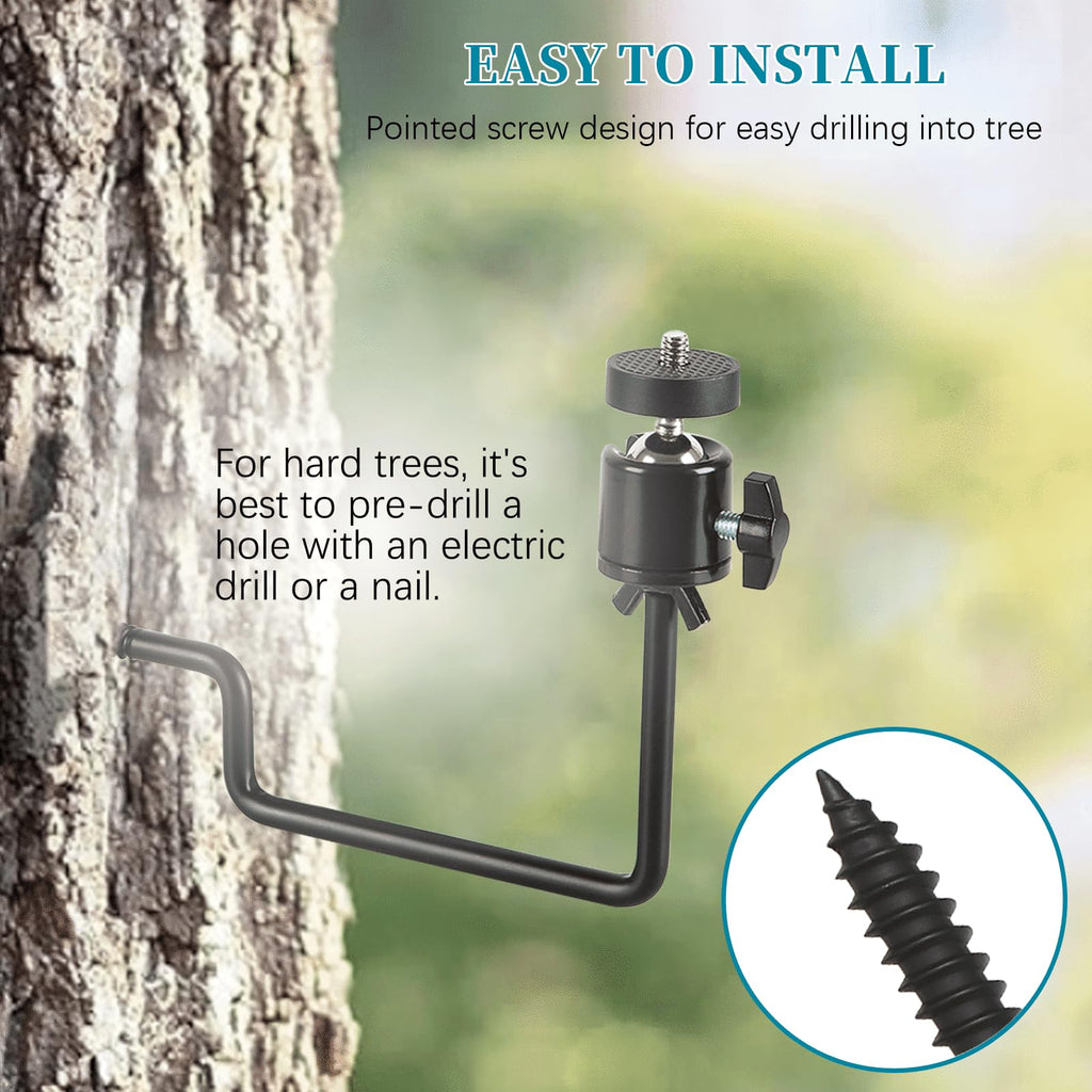 5 Pcs Trail Camera Tree Mount, Trail Camera Holder 360° Cameras Bracket for Game Cam, Hunting Accessories,Metal Security Cam Mount with 1/4 Inch Screw for Solar Panels,etc, Compact Sturdy.