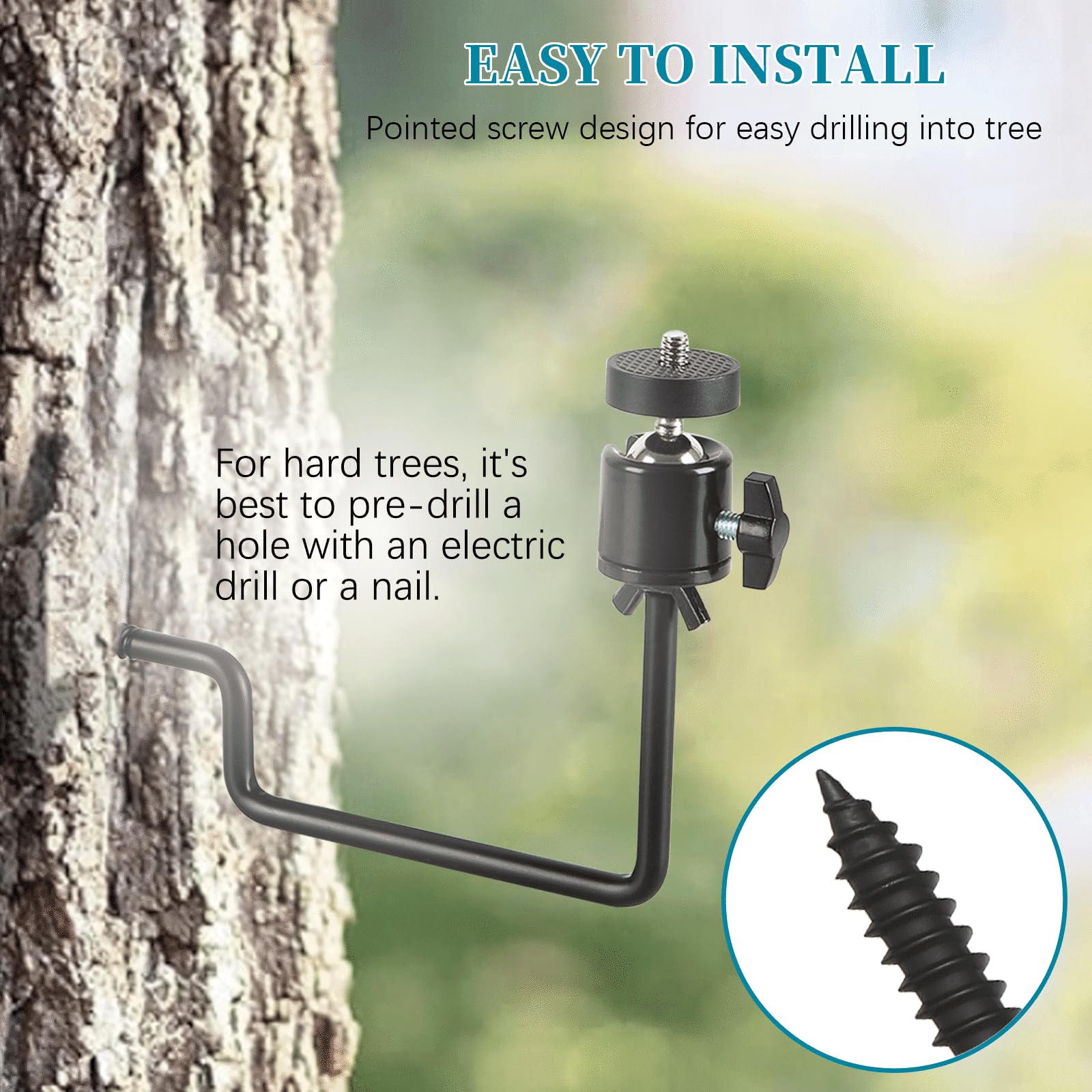 5 Pcs Trail Camera Tree Mount, Trail Camera Holder 360° Cameras Bracket for Game Cam, Hunting Accessories,Metal Security Cam Mount with 1/4 Inch Screw for Solar Panels,etc, Compact Sturdy.