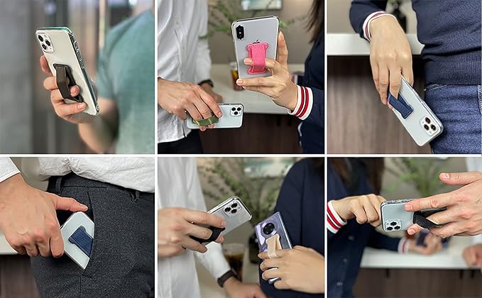 Phone Grip Holder for Hand, Universal Finger Strap Phone Holder, Finger Selfie Grip Compatible with Most Smartphones (Gary) - 2Pack