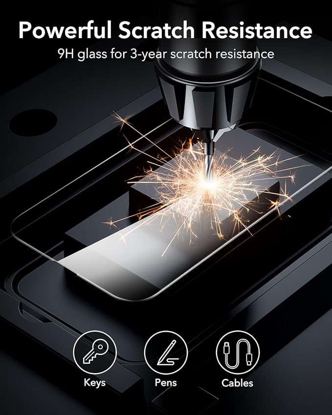 ESR 3 Pack for iPhone 14 Pro Screen Protector, [9H Hardness] [Military Grade Shatterproof] Tempered Glass Film with Flawless Fit Tray