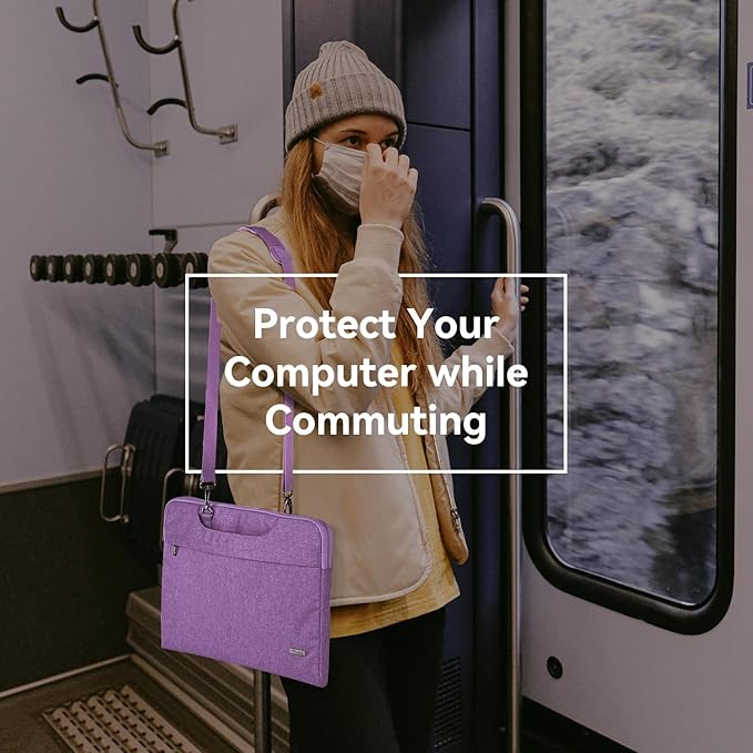 Voova Laptop Bag 17 17.3 Inch Water-resistant Laptop Sleeve Case with Shoulder Straps & Handle, Computer Case Cover Slim Briefcase Compatible with 17-18” Hp Dell Asus Acer, Lavender