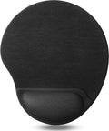 Ergonomic Mouse Pad with Wrist Support Gel Mousepad with Wrist Rest, Soft Black Computer Mouse Pad for Laptop, Pain Relief Mousepads with Non-Slip PU Base for Gaming, Home& Office, 9.9x8.8in, Round