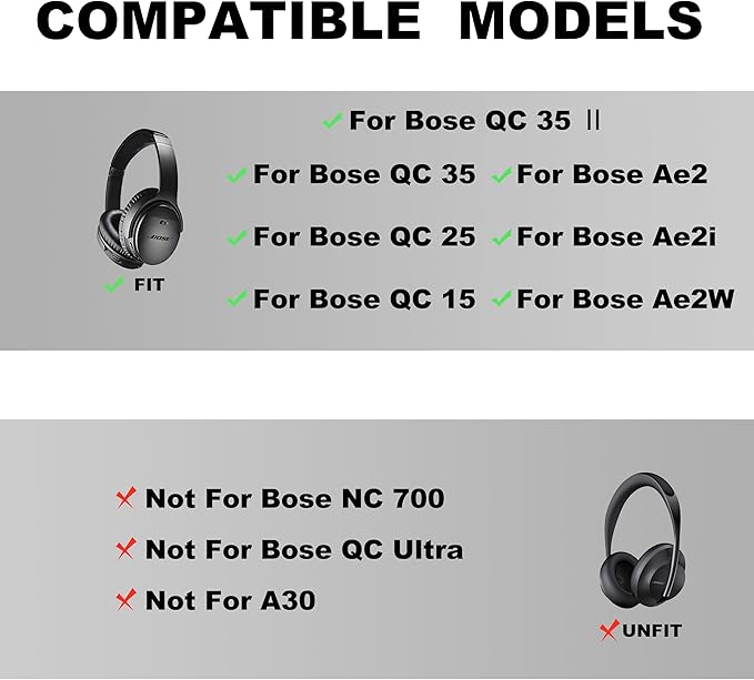 Replacement Ear Pads - Compatible with QuietComfort 35 & QC35 ii Headphones,Softer Leather, Premium Noise Cancelling Earpads, Durable & Comfortable Ear Cushions (QC 35-Black&Black)