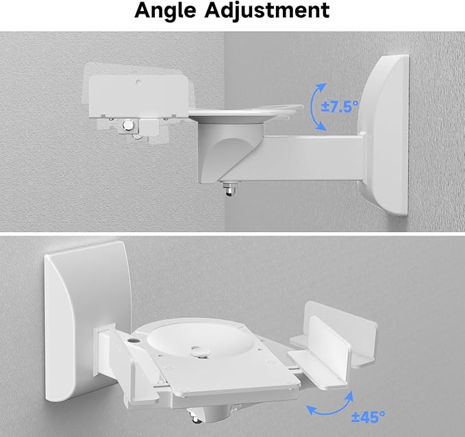 suptek Dual Side Clamping Bookshelf Speaker Wall Mounting Bracket for Large Surrounding Sound Speakers, Hold Up to 55 lbs, White (SPM201W)