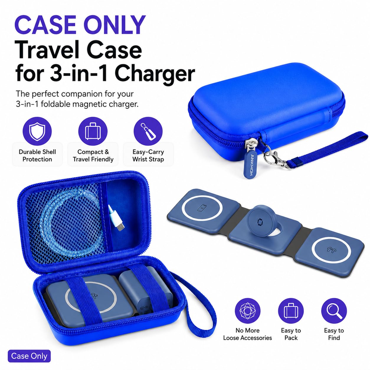 ANKHOH Travel Case for Iseyyox/for RTOPS/for QUZUDN 3 in 1 Wireless Charger