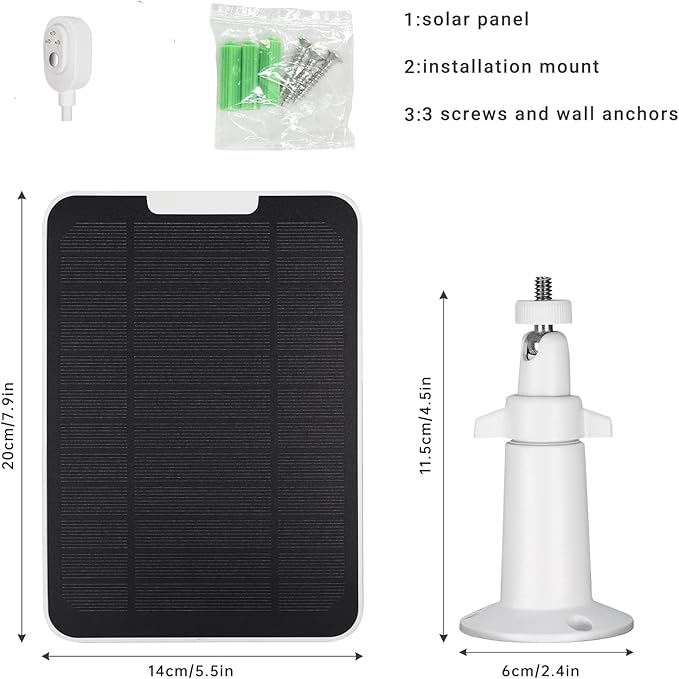 Upgrade 5W Solar Panel Charging Compatible with Arlo Pro 3/Pro 4/Pro 5S/Ultra/Ultra 2/Go 2 Continuous Power Supply IP65 Weatherproof with 9.8ft Charging Cable and Adjustable Wall Mount 1Pack