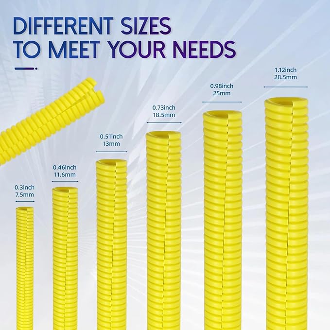 Split Wire Loom Tubing, 10,25ft Cord Protectors from Pets No Chew, Flexible Wire Covers Cord Protectors, Protective Split Cable Sleeve for Automotive Home Industrial Wires(Yellow, 1.12inch-10ft)