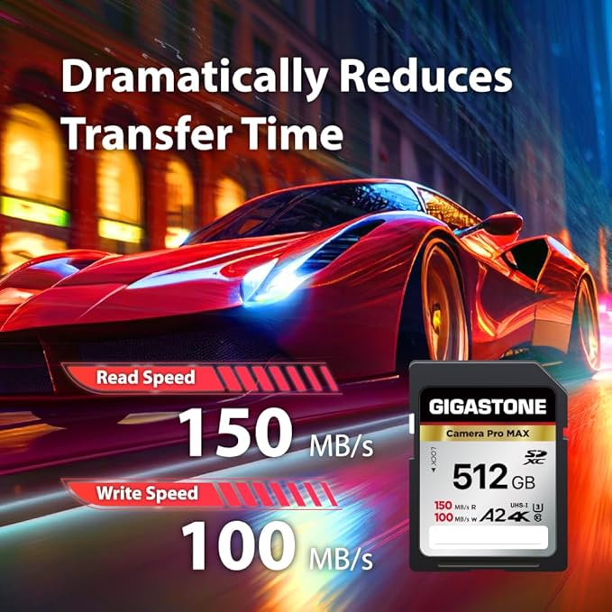[5-Yrs Free Data Recovery] GIGASTONE 512GB SD Card, 4K Camera Pro MAX, A2 4K SDXC Memory Card High Speed 4K UHD Video Compatible with Canon Kodak Digital Camera, with 1 Mini case