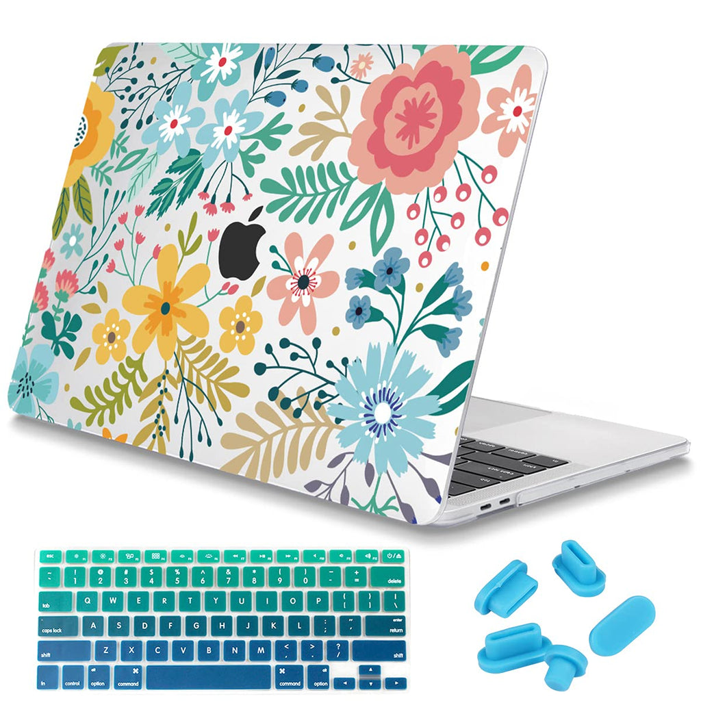 Mektron for MacBook Air 13 Case A1466/A1369 (2010-2017 Release), Snap-on Plastic Hard Shell Cover for MacBook Air 13.3 inch with Keyboard Cover,Garden Flowers