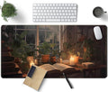 Cute Book Lover Desk Mat Dark Academia Mouse pad XXL Large Extended Mousepad Gaming Desk Pad with Stitched Edges, Cozy Lofi Deskmat Laptop Computer Keyboard and Mouse Mat Decor Pad, 31.5x15.7 in