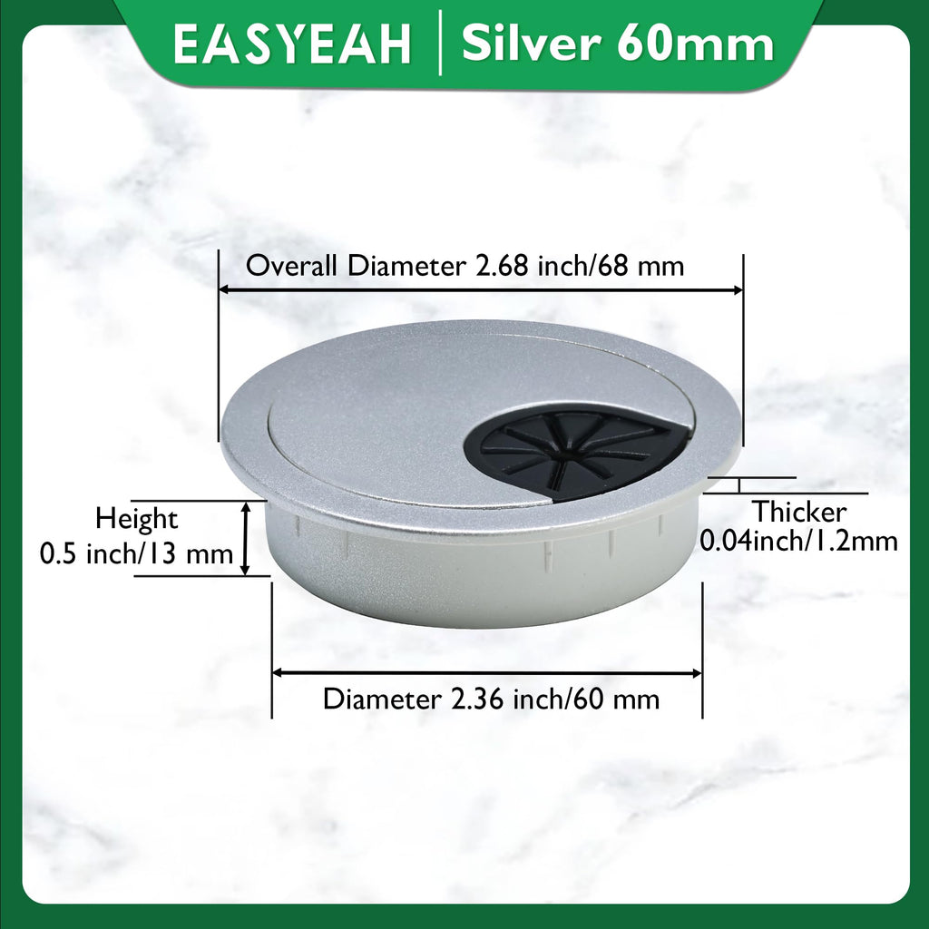 EASYEAH 10 Pcs Desk Grommet 2-3/8" / 60 mm, Desk Cord Hole Cover