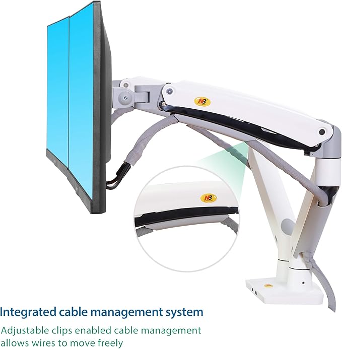 NB North Bayou Dual Monitor Desk Mount Stand Full Motion Swivel Computer Monitor Arm Fits 2 Screens up to 32'' with Load Capacity 6.6~26.4lbs for Each Monitor G75-W