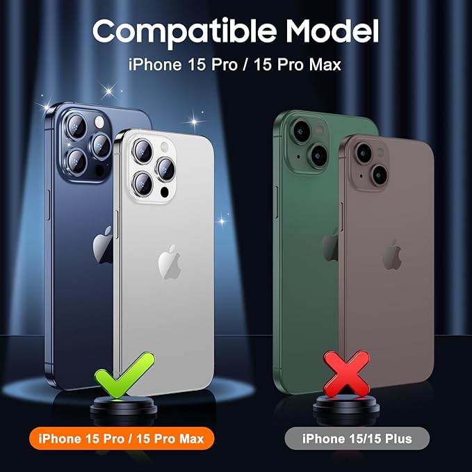 UniqueMe Compatible for 3 Pack iPhone 15 Pro/iPhone 15 Pro Max Camera Lens Protector, [Drop Protection] [Case Friendly] 9H Tempered Glass Camera Cover Screen [2023 New Version] - Silver