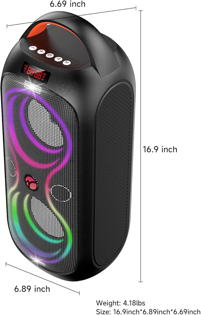 Portable Bluetooth Speakers with 120dB Loud Sound|Beat-Driven Light Show, 5 RGB Modes, Bluetooth 5.3, USB/TF/AUX/FM/Mic Input/TWS | Portable for Party, Camping, Tailgating, Backyard, Indoor Gatherings