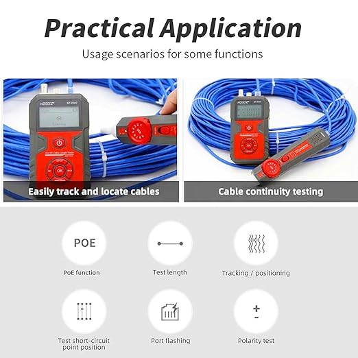 NOYAFA NF-858C Network Cable Tester Multifunctional with VFL Function,RJ11 RJ45 BNC,POE Voltage Testing Trace Cable Line Locator for Telephone/Ethernet/LAN Coax Cable Rechargeable Anti-Interference