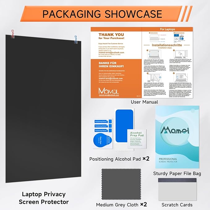 Nano Laptop Privacy Screen 16 Inch 16:10, No Glue Computer Monitor Privacy Shield, Matte Anti Glare Blue Light Filter Compatible with Lenovo Hp Dell Acer Asus Thinkpad Envy Xps
