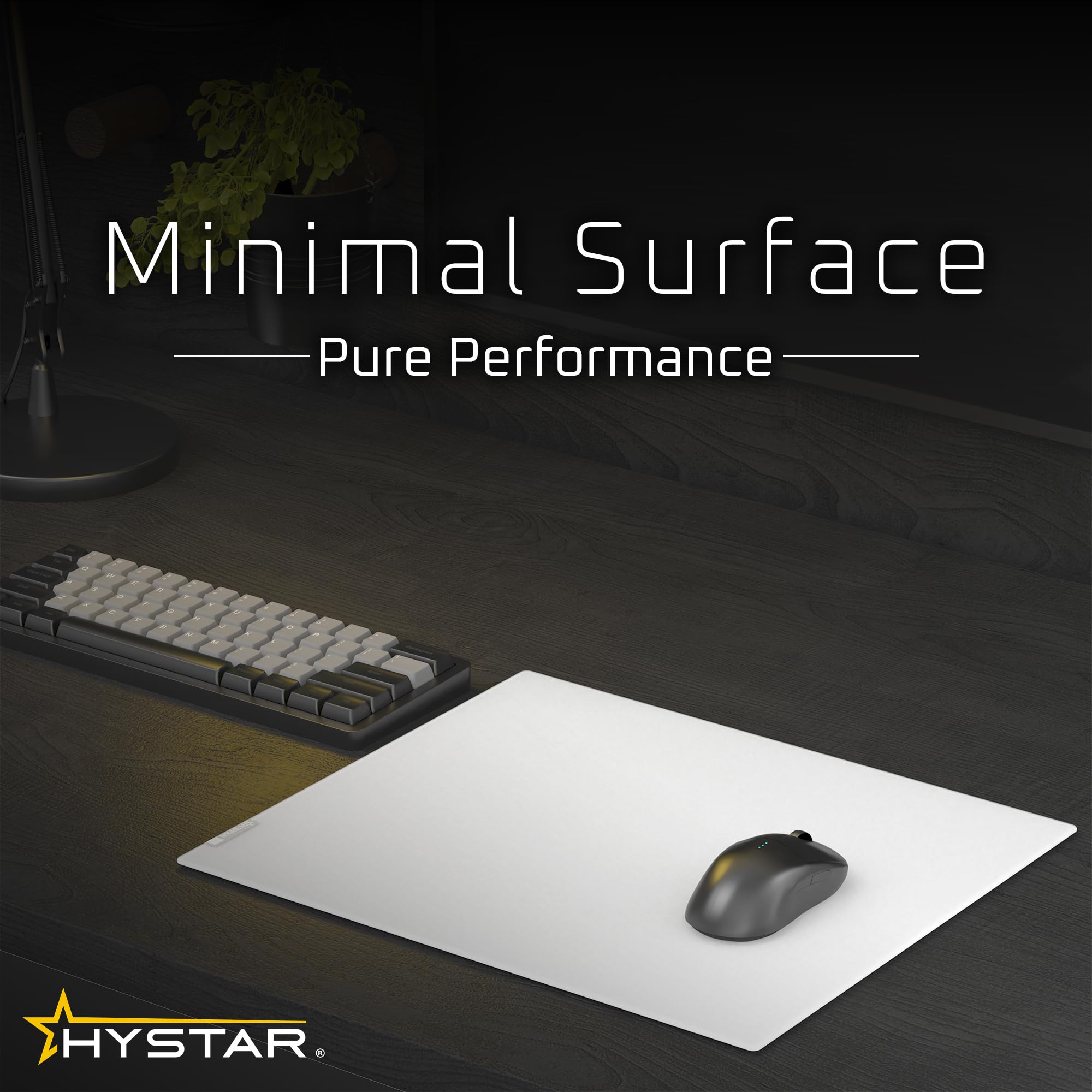 Hystar Aether Glass Gaming Mousepad | Micro-Etched Tempered Glass | Quiet, Ultra-Fast Glide | Full Anti-Slip Silicone Backing (White, Large)