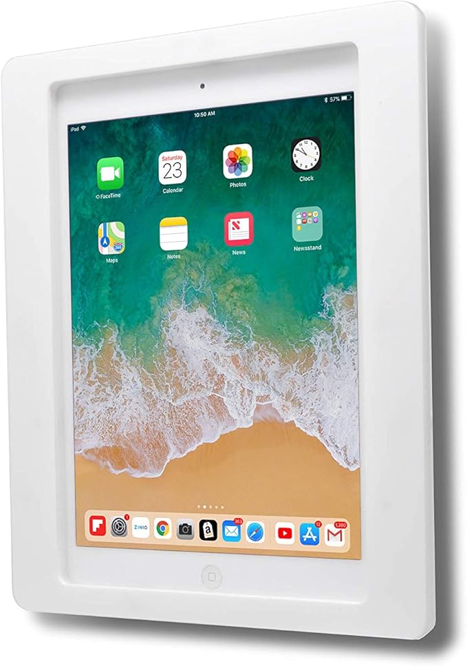 TABcare Anti-Theft Acrylic VESA Enclosure for Apple iPad Mini 1/2/3 with Free Wall Mount Kit & 90-Degree Angle Charge Cable (iPad Mini 1/2/3 8", White)