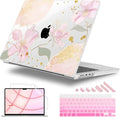for MacBook Pro 16 inch Case 2021 2022 2023 2024 Release A3186 A3403 M4 A2991 M3 A2780 M2 A2485 M1 Pro/Max, Hard Shell Case with Screen Protector & Keyboard Cover, Gold Blossom Flowers