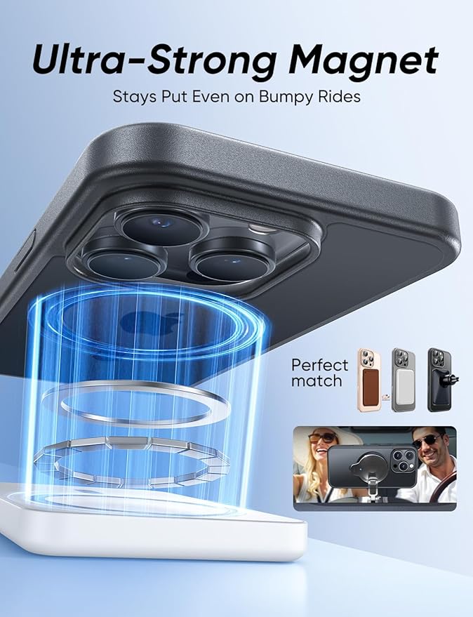 MAGIC JOHN 360° Rotatable Magnetic Invisible Stand for iPhone 16 Pro Max Case [Camera Control Button] [Compatible with MagSafe] 16FT Shockproof for iPhone 16 Pro Max Case with Kickstand, Black