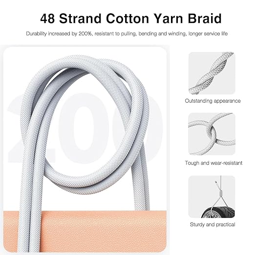 6FT iPhone 17/16/15 USB C to USB C Cable for iPhone 16E,17Air, 17 16 15 Pro Max, 15/16 Plus Woven Cable, AirPods 4/ AirPods Pro (2nd/3rd Gen), iPad 10th Gen iPad Pro iPad Air 5th 4th Charger Cable