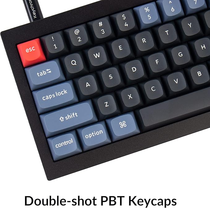 Keychron Q2 Wired Custom Mechanical Keyboard, QMK/VIA Programmable Macro, Full Aluminum, Hot-Swappable Gateron G Pro Blue Switch, 65% Layout Double Gasket Compatible with Mac and Windows - Black