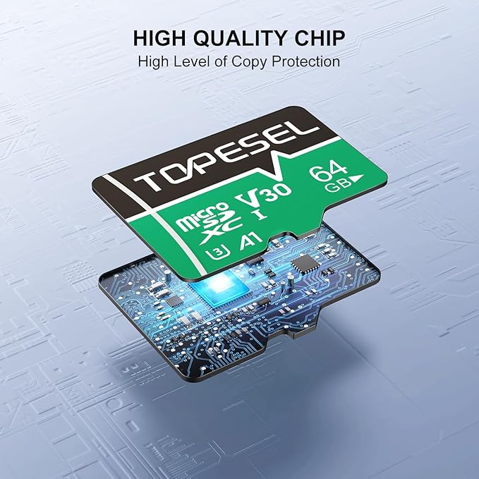 TOPESEL 64GB 2-Pack Micro SD Card, 4K Camera Pro, UHD Video for GoPro, Action Camera, Drone, Smartphone, R/W up to 90/35 MB/s MicroSDXC Memory Card UHS-I U3 A1 V30