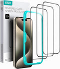 ESR 3 Pack for iPhone 15 Pro Max Screen Protector, [9H Hardness] [Military Grade Shatterproof] Full Coverage Tempered Glass Film with Easy Installation Tool, HD Clear, Scratch Resistant