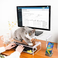 VAOLLO 2 Pack Computer Monitor Riser with keyboard cover Anti-Cat, Dual Monitor Stand Riser, Multimedia Desktop Stand for Dual Monitors/Laptop/Flat Screen TV (20"+14")