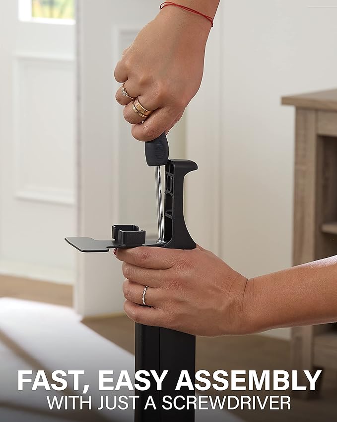 SANUS Adjustable Height Wireless Speaker Stands Designed for Sonos One, One SL, and Play:1 - Tool-Free Adjustment up to 16" and Built-in Cable Management - Black/Single