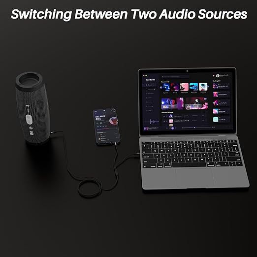 1/8 Inch TRS Stereo Y Splitter Cable 2FT, 3.5mm Male to 2-Male Y-Splitter Stereo Audio Cable, for Cell Phone PC Laptop, Speaker, Headphones, Suitable for Switching or Two Sets of Speakers