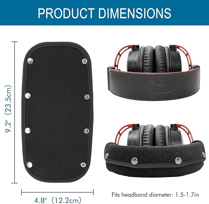 GEVO Replacement Headphone Headband Cover for HyperX Cloud & Alpha,Cloud 1/2/3/Pro,Cloud X/Core,Flight,Stinger Gaming Headset,Headband Cushion Easy Installation No Tool Needed-Velvet Black