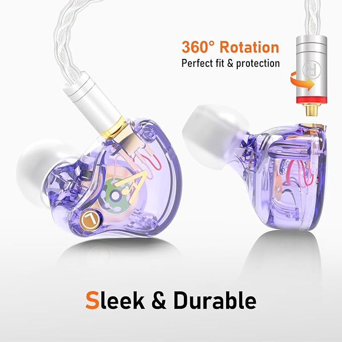 Vibes 202M Wired Earbuds - HiFi in Ear Monitor Headphones - Noise-Isolating Ear Buds w/ Mic - Clear Sound, Deep Bass & Comfort-Fit Gaming Earphones - MMCX to 3.5mm & Silver Plated Cord, Carrying Case
