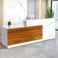 Reception Desk with Counter Modern Checkout Counter with Lockable Drawer Keyboard Tray Receptionist Desk for Office Salon Reception Table M Left 79inch/200cm