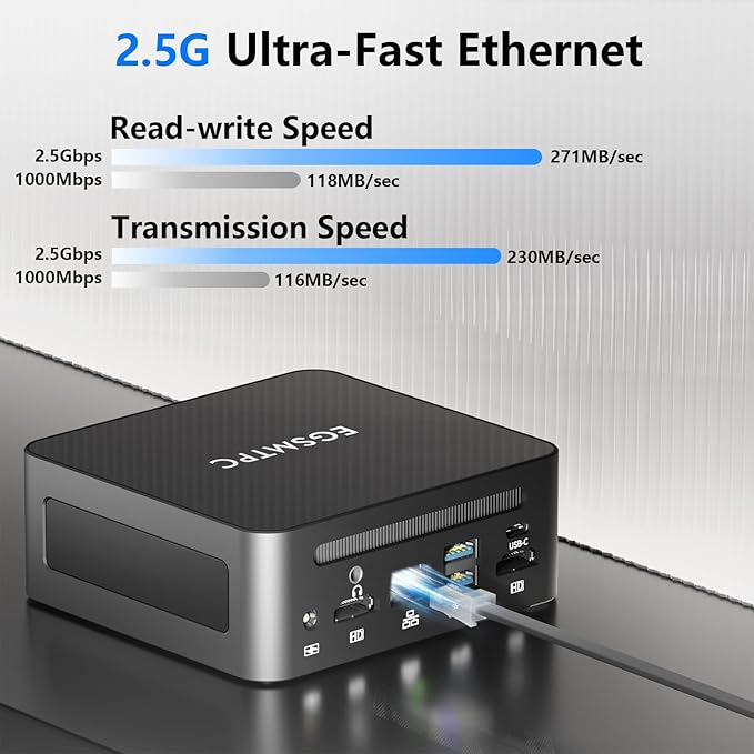Mini Desktop Computer, Intel Core i5-12450H (Up to 4.40GHz), 16GB DDR4 RAM, 512GB M.2 SSD, Mini PC Supports Triple 4K Display, USB 3.2, Wi-Fi 6, BT 5.2, RJ45 2.5G