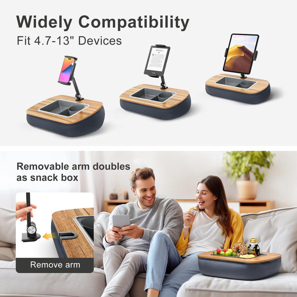 ERGONOV Tablet Pillow Stand for Lap, Adjustable iPad Holder with Snack Bowl