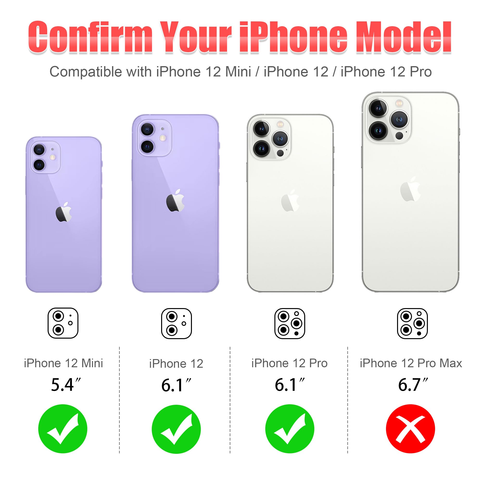 AGVEE 3+3 6 Pack for iPhone 12 & Mini & Pro Camera Lens Protector Cover