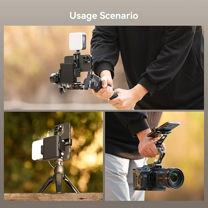 SMALLRIG Metal Phone Holder Support with Cold Shoe Mount, Universal Smartphone Adapter Support Free Adjustment Joints, Phone Tripod Mount for iPhone 16/15, for Samsung Galaxy etc-4382
