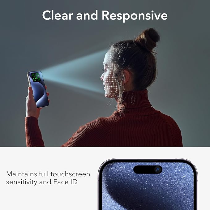 ESR 3+1 Pack for iPhone 15 Pro Privacy Screen Protector Set, Anti-spy Tempered-Glass Privacy Screen Protector, Micro-curved Edges, Case Friendly, 3-Pack with 1 Set of Individual Camera Lens Protector