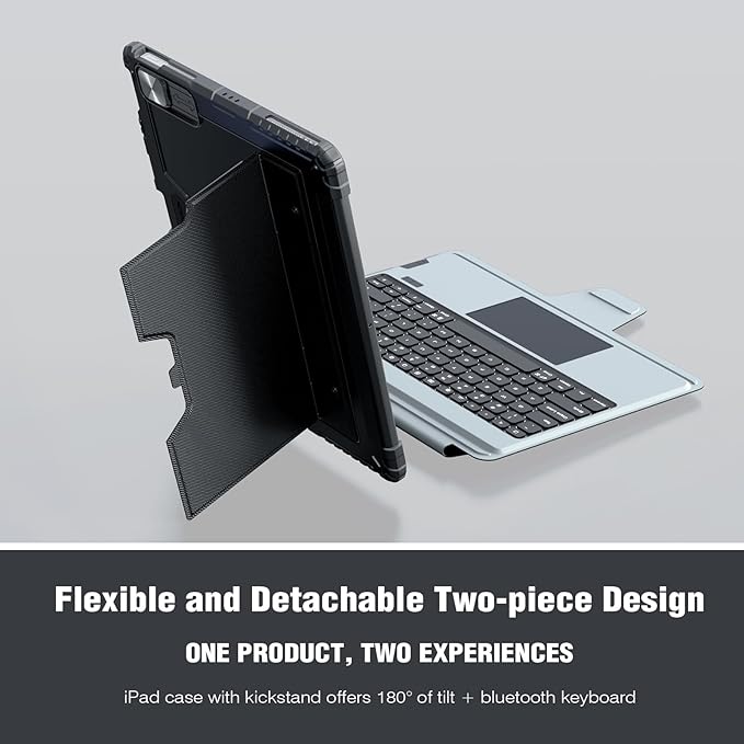 Nillkin iPad Air 13 inch Case Keyboard (M3,2025/M2,2024), Slide Camera Cover, iPad Pro 12.9 Protective Case with Wireless Detachable Keyboard, Multi-Touch Trackpad and Pencil Holder