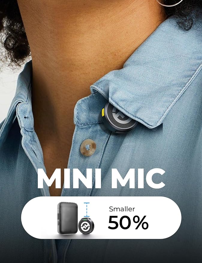 Hollyland Lark M2 Wireless Lavalier Microphone for iPhone 14/13/12, Lightning Mini Lapel Microphone Wireless, Hi-Fi Audio, 1000ft Range, Noise Cancellation, 30H Battery for Video Recording, Streaming