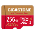 【5-Years Data Recovery】 GIGASTONE 256GB Micro SD Card, 4K Camera Pro, A2 V30 for Smartphone, Gopro, Action Cams, 4K UHD Video, Nintendo-Switch Compatible, Up to 100MB/s, UHS-I U3 C10 with Adapter