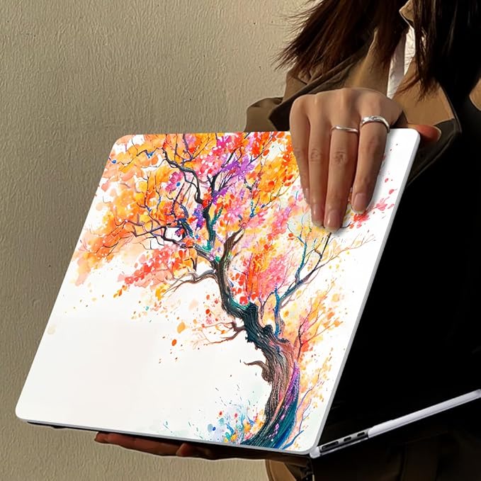 for 2020 2021 2022 MacBook Pro 13 inch Case M2 M1 A2338 A2289 A2251 with Touch Bar & Touch ID, Printed Pattern Plastic Hard Shell Keyboard Cover Screen Protector, Phoenix Tree Flowers