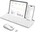seenda Bluetooth Keyboard and Mouse for iPad, CTU-301 Multi-Device Bluetooth + 2.4G Wireless Keyboard Mouse with Tablet Holder for MacBook/Windows Computer, iOS/Andriod Tablet Phone, White
